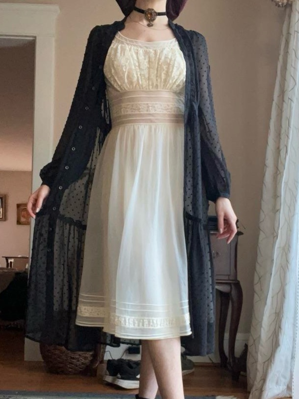 1960s Shadowline  Nightgown Chiffon Lace Lingerie Vintage Sz S - Picture 10 of 16